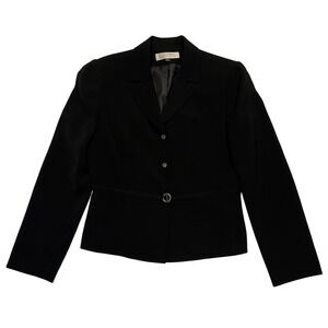 Tahari Arthur S Levine Women's Black Structured Minimalist Chic Blazer Size 8